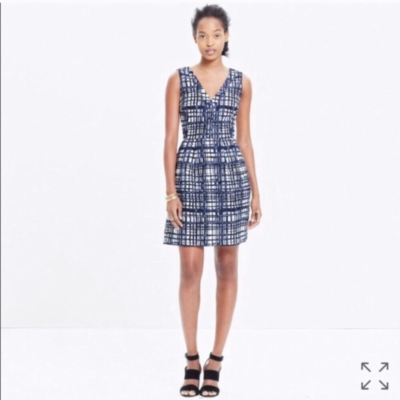 NWT Madewell midnight dress in brushstroke plaid - Picture 2 of 8